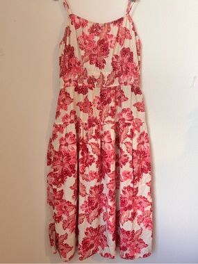 Old Navy Cream Maxi Dress with Pink Floral Print with pockets